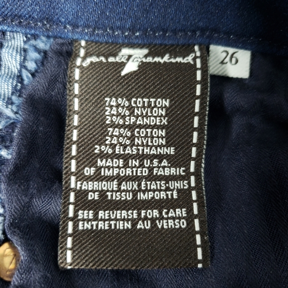 7 For All Mankind - High Waist Straight Legged Vintage Dark Wash Jeans - Picture 5 of 11